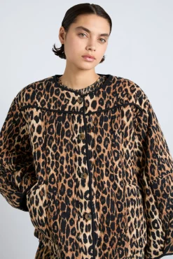 macy quilted jacket - leopard