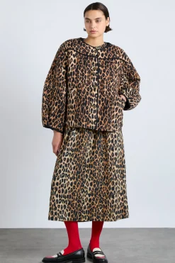 macy quilted jacket - leopard
