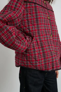 macy quilted jacket - red check