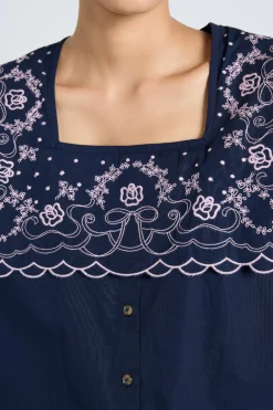 mala embroidered mini dress- navy