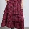 malika ra ra midi skirt - red check