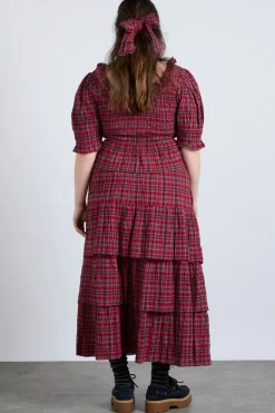 malika ra ra midi skirt - red check