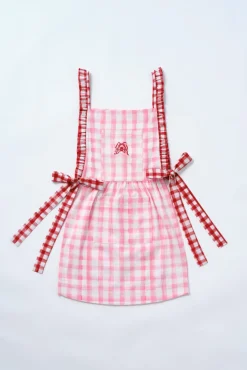 mandy apron - pink u0026 red gingham print