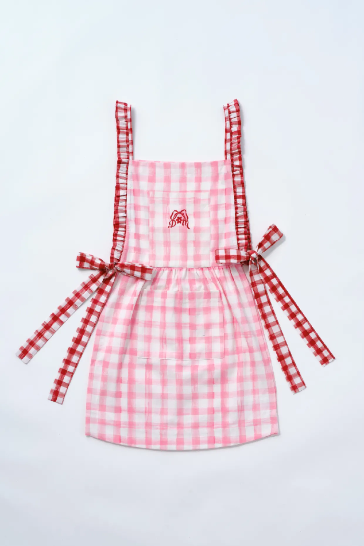 mandy apron - pink u0026 red gingham print