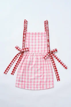 mandy apron - pink u0026 red gingham print