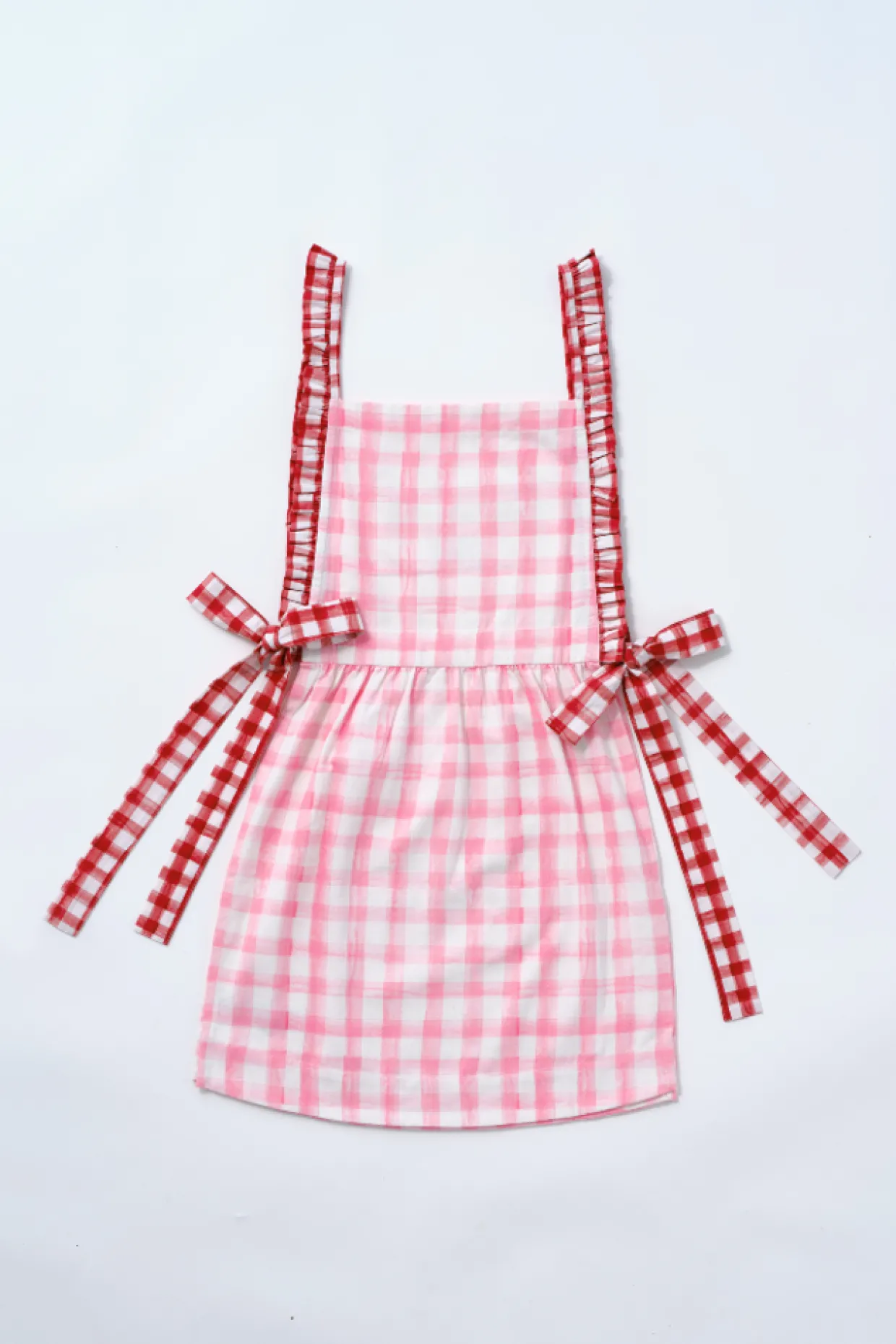 mandy apron - pink u0026 red gingham print