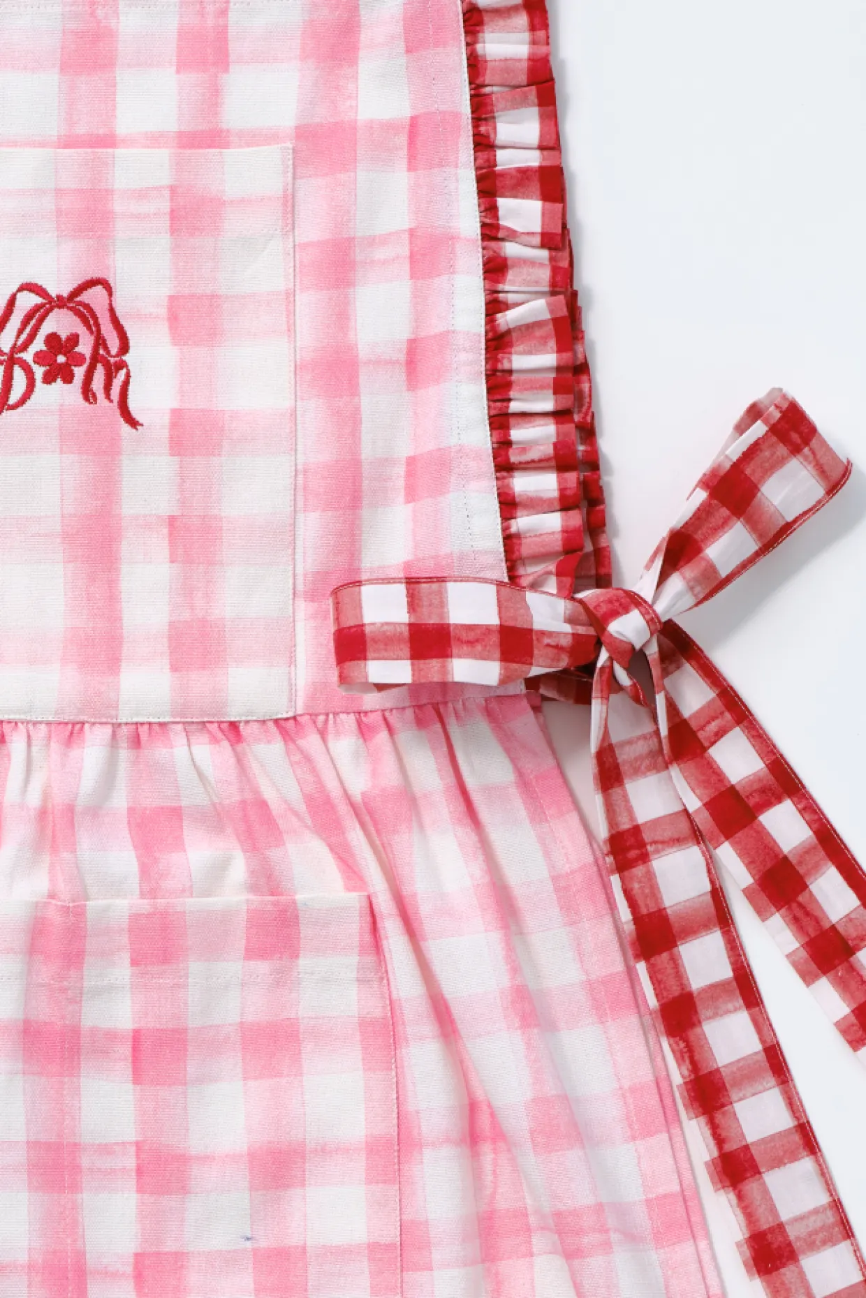 mandy apron - pink u0026 red gingham print