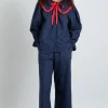 maria pj set- navy/red