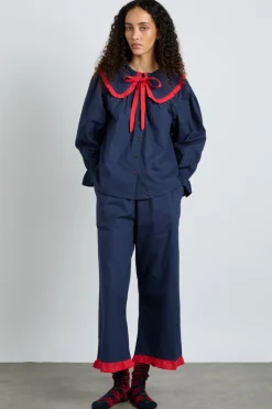 maria pj set- navy/red