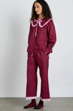 maria pj set- red/navy stripe