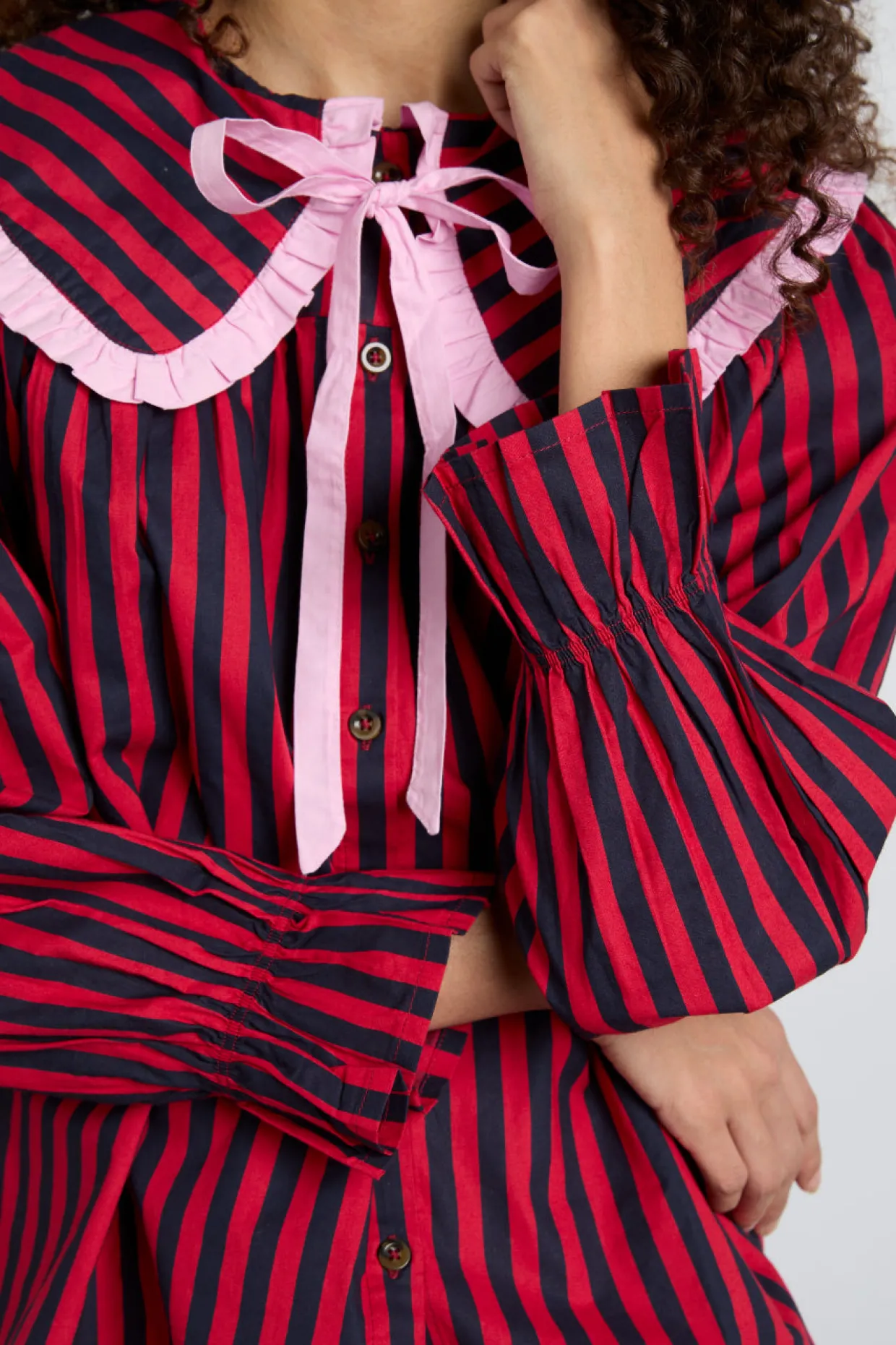 maria pj set- red/navy stripe