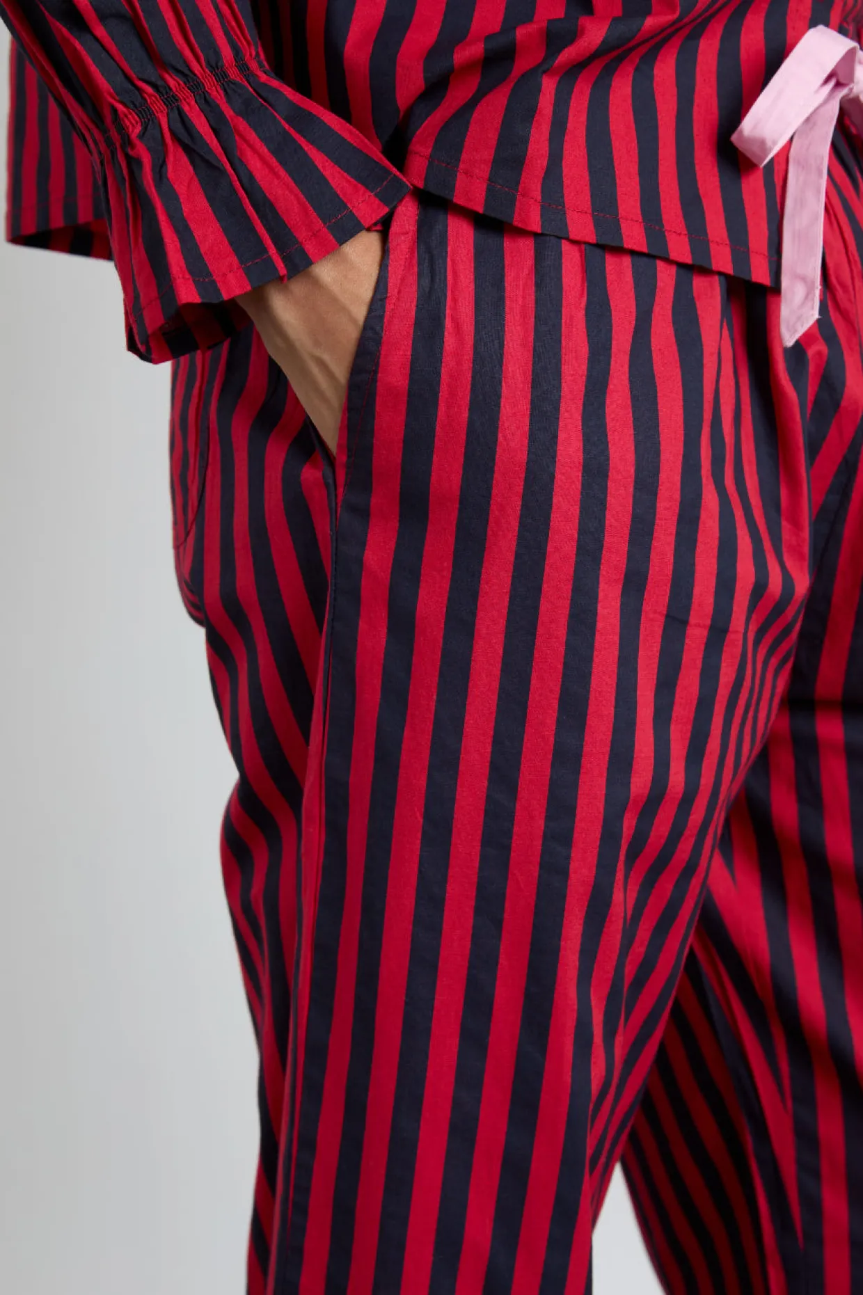 maria pj set- red/navy stripe