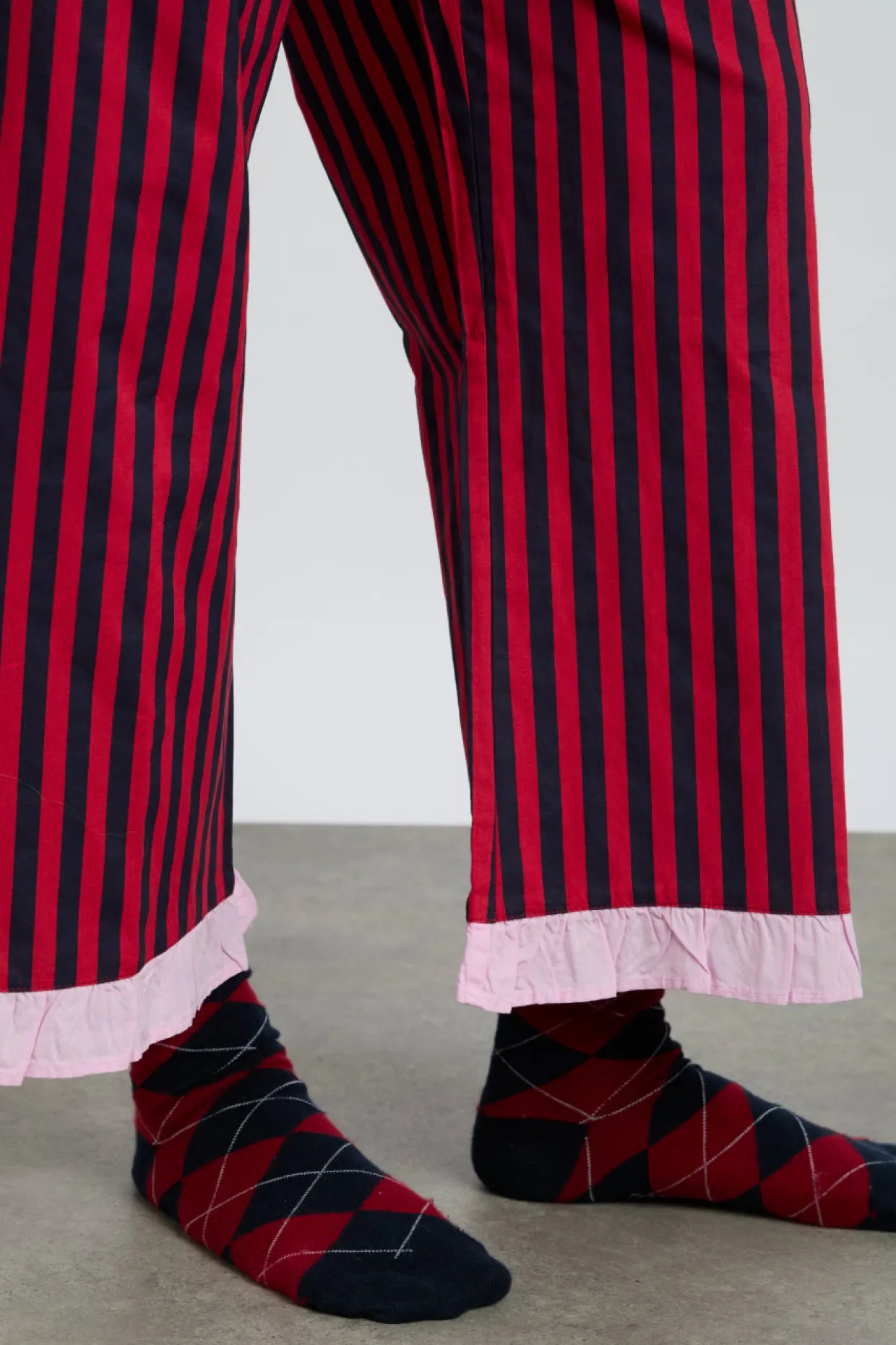 maria pj set- red/navy stripe