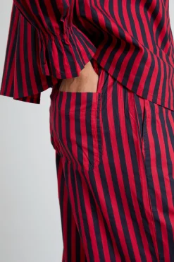 maria pj set- red/navy stripe