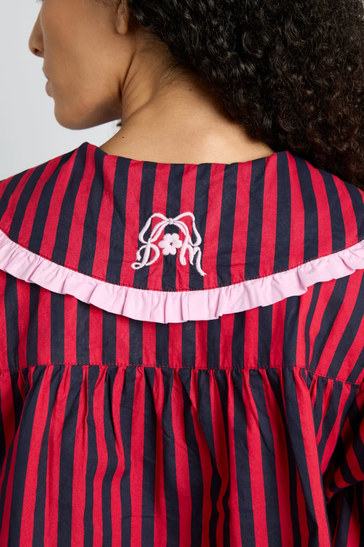 maria pj set- red/navy stripe