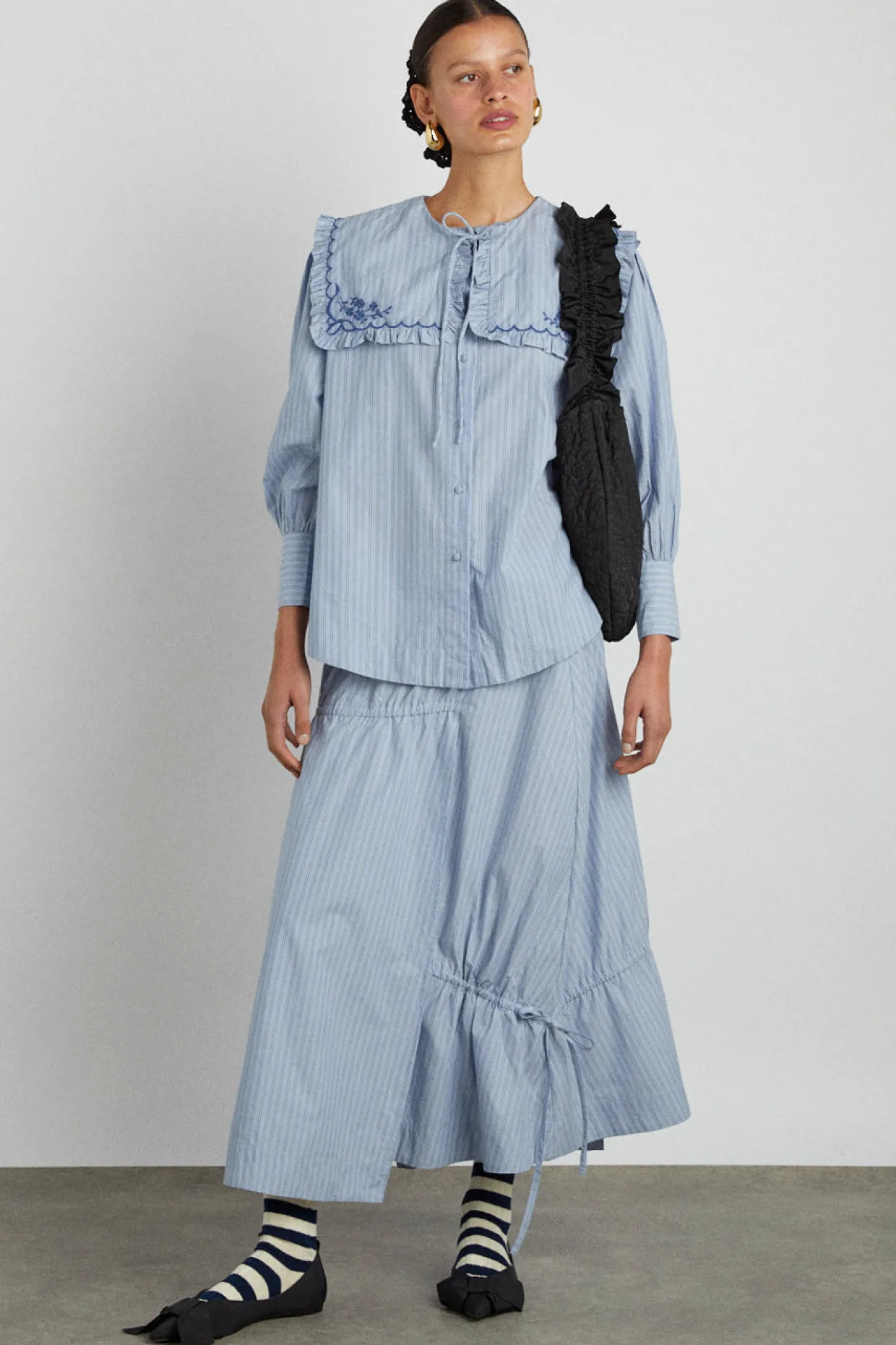 marine channel midi skirt - blue stripe
