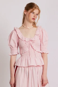 meghan blouse - pink gingham