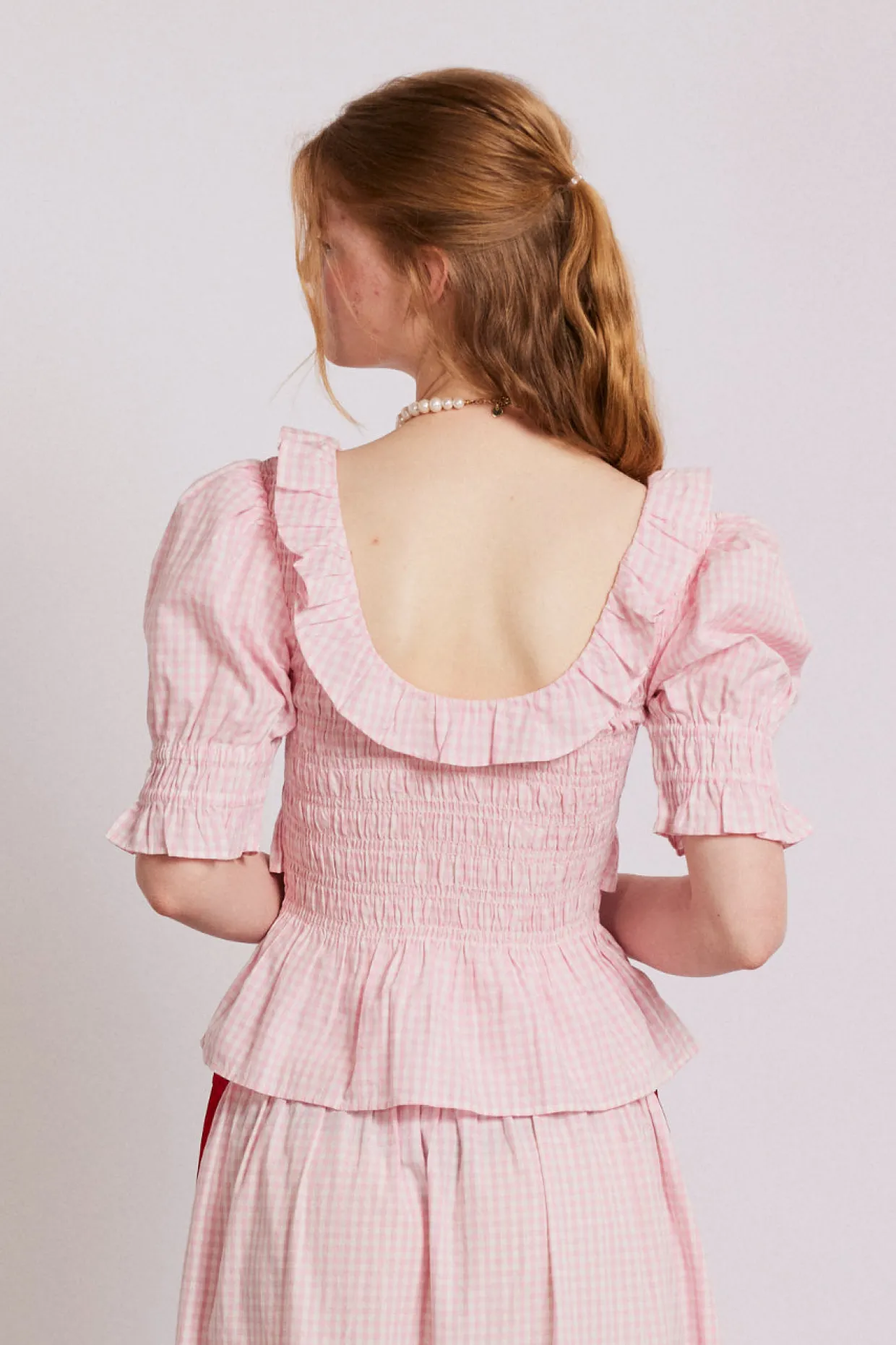 meghan blouse - pink gingham