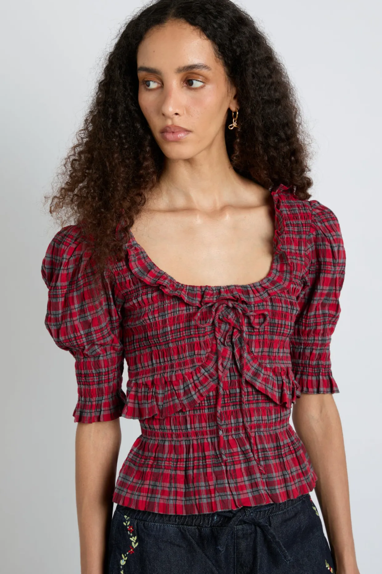 meghan blouse - red check