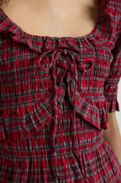 meghan blouse - red check
