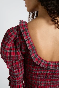 meghan blouse - red check