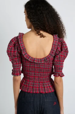 meghan blouse - red check