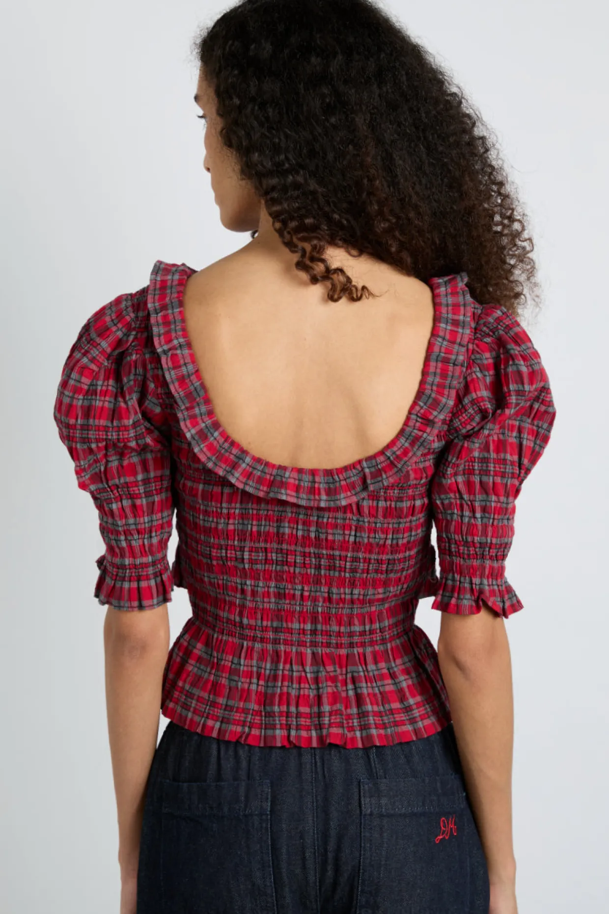 meghan blouse - red check