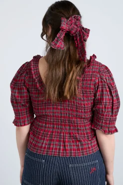meghan blouse - red check