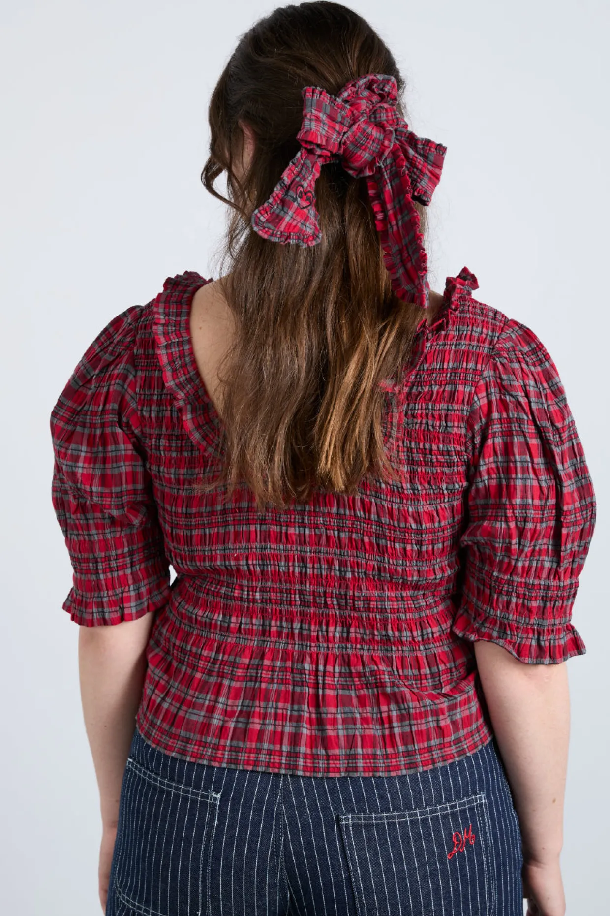 meghan blouse - red check