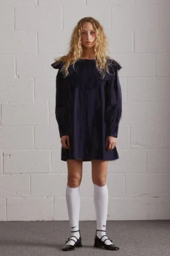 mimi mini dress - navy broderie