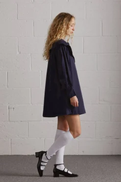 mimi mini dress - navy broderie