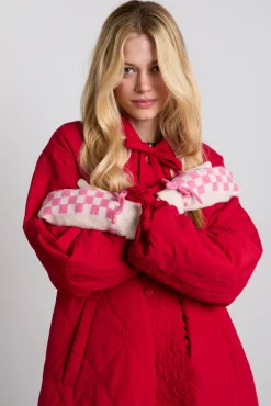 mittens in fluffy gingham
