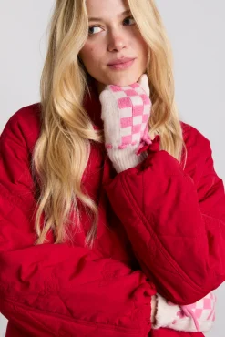 mittens in fluffy gingham