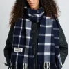 navy u0026 ecru check scarf in responsible wool