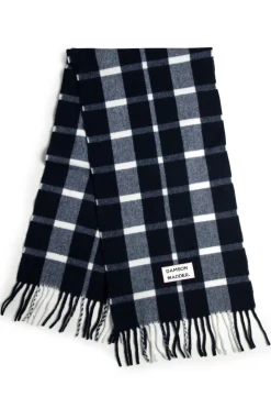 navy u0026 ecru check scarf in responsible wool