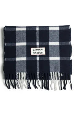 navy u0026 ecru check scarf in responsible wool