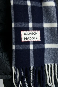 navy u0026 ecru check scarf in responsible wool