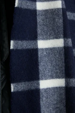 navy u0026 ecru check scarf in responsible wool