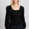 nola embroidered blouse - black