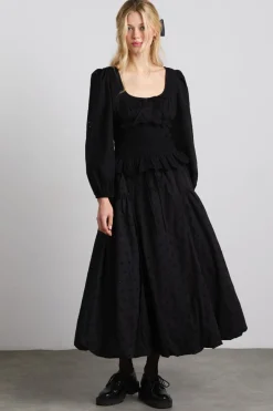 nola embroidered blouse - black