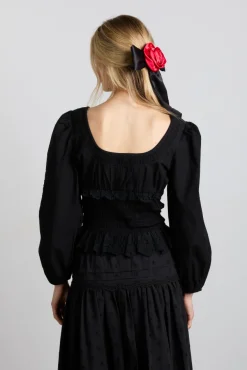 nola embroidered blouse - black