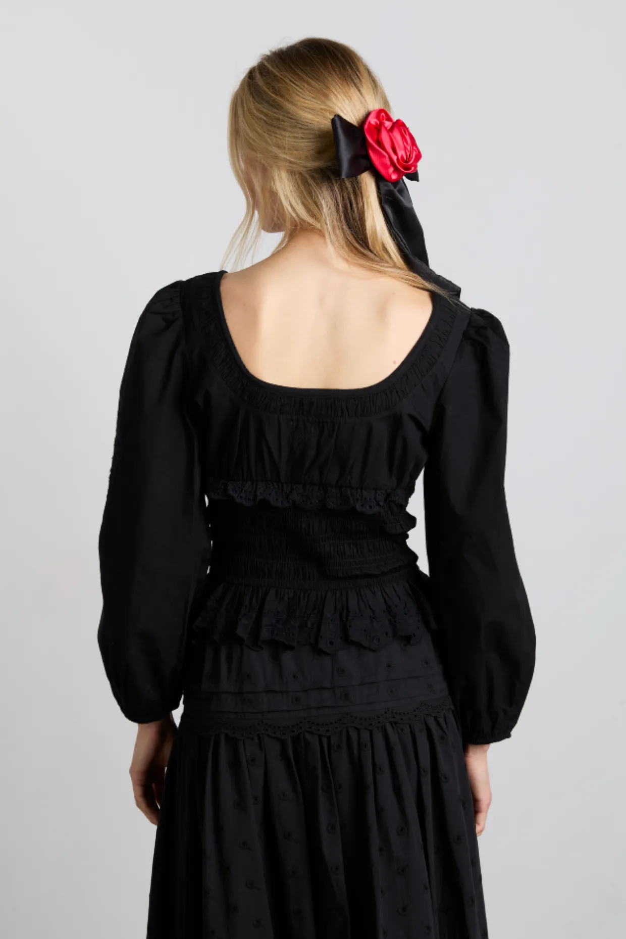 nola embroidered blouse - black