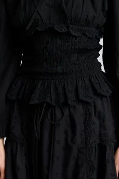 nola embroidered blouse - black