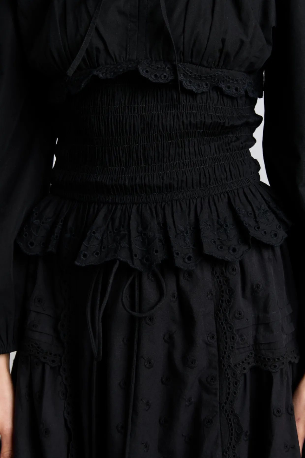 nola embroidered blouse - black