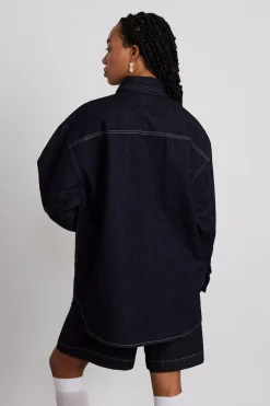 nova oversized shacket - indigo