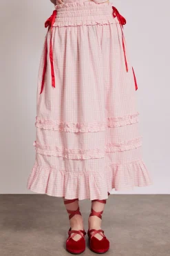 olivia ruffle skirt - pink gingham
