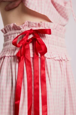 olivia ruffle skirt - pink gingham