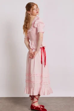 olivia ruffle skirt - pink gingham