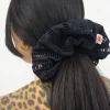oversized broderie scrunchie in black