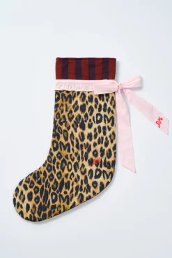 patchwork bow christmas stocking - pink, leopard u0026 stripe